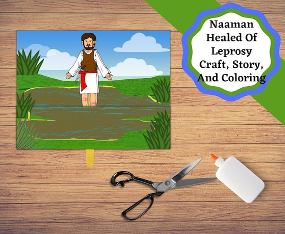 Naaman healed of leprosy printable craft story and coloring page kids church bible lesson