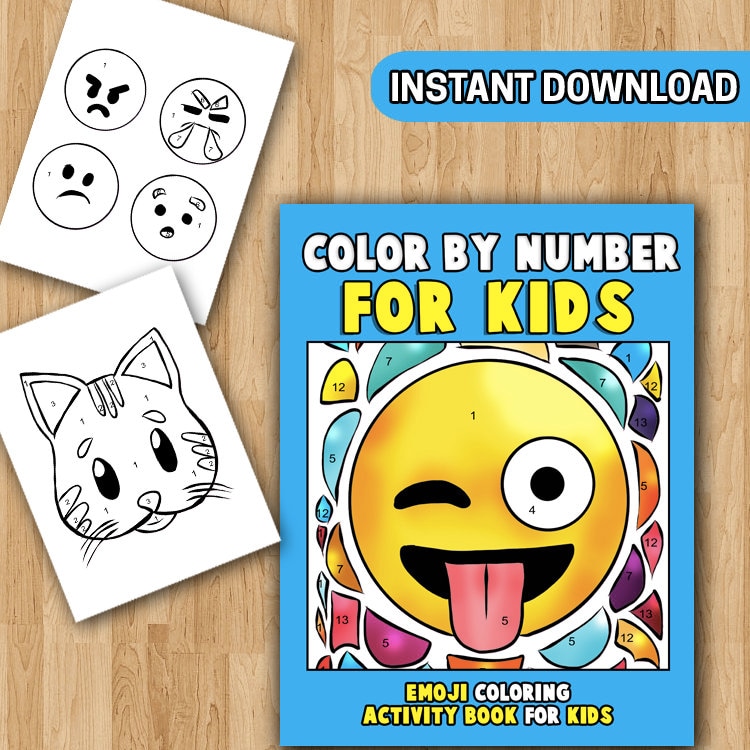 Color by number for kids emoji coloring activity book for kids emoji coloring book for girls boys kids teens adults filled with funny faces
