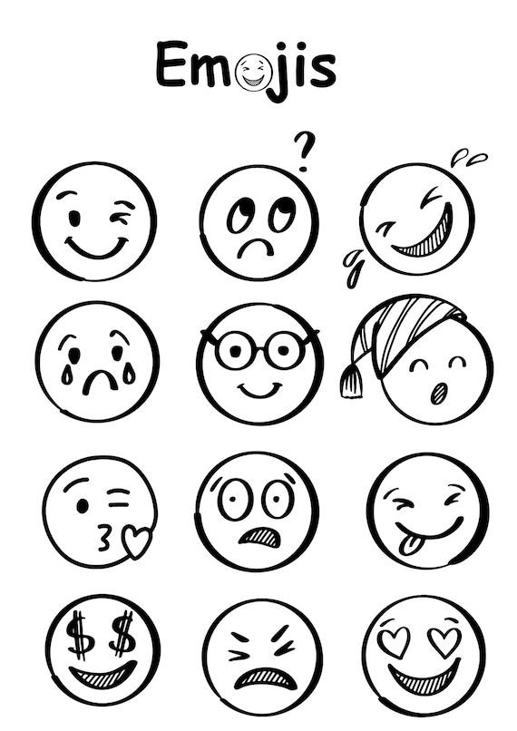 Emojis galore coloring page feelings poster emotions poster social emotional learning fun activity instant download