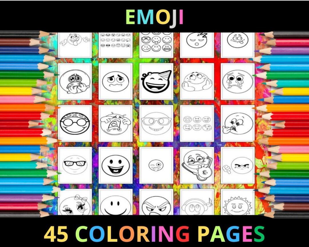 Printable emoji coloring pages for kids and adults pages instant digital download pdf cute emoji faces coloring sheets collection
