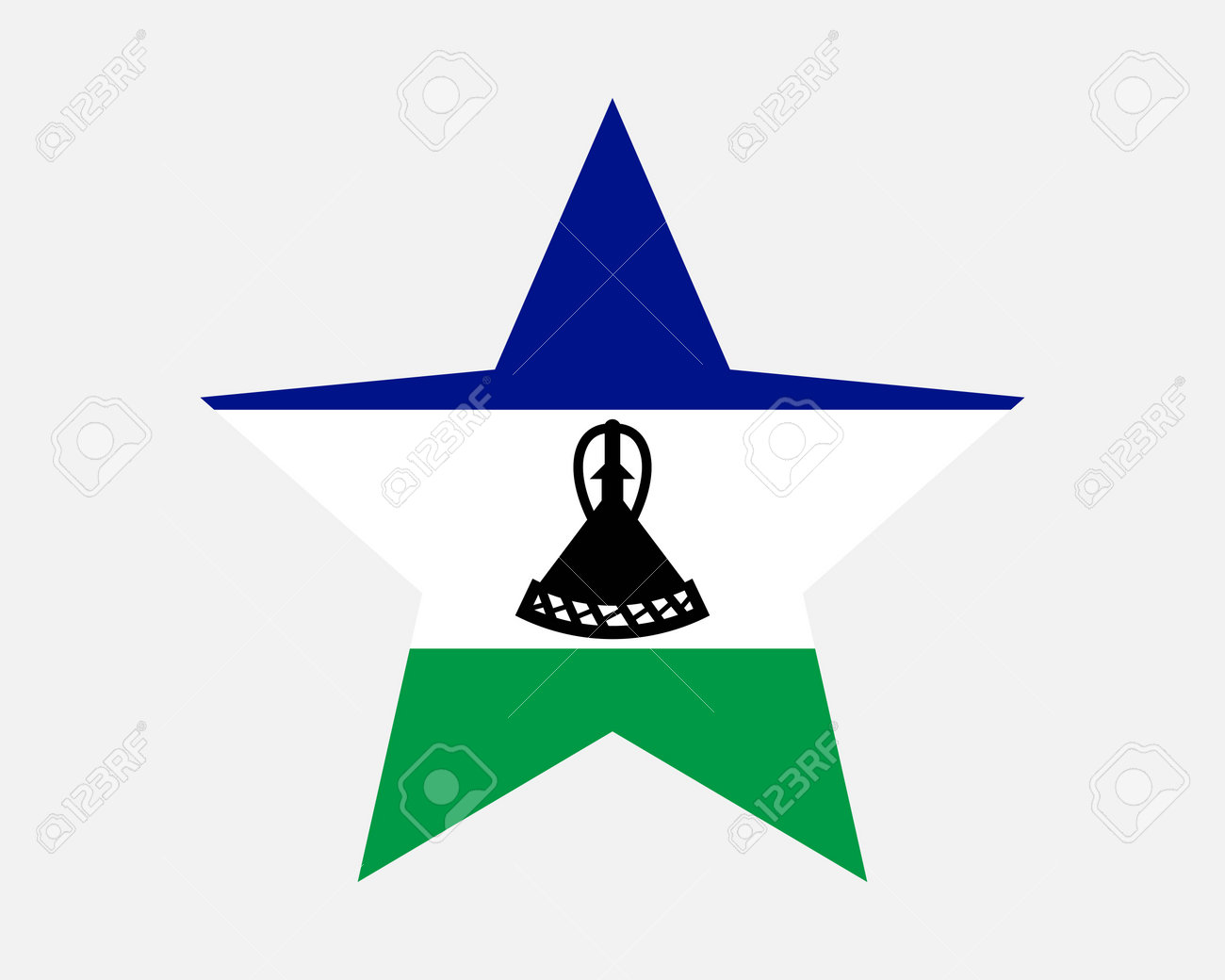 Lesotho star flag kingdom of lesotho star shape flag mosotho basotho country national banner icon symbol vector flat artwork graphic illustration royalty free svg cliparts vectors and stock illustration image