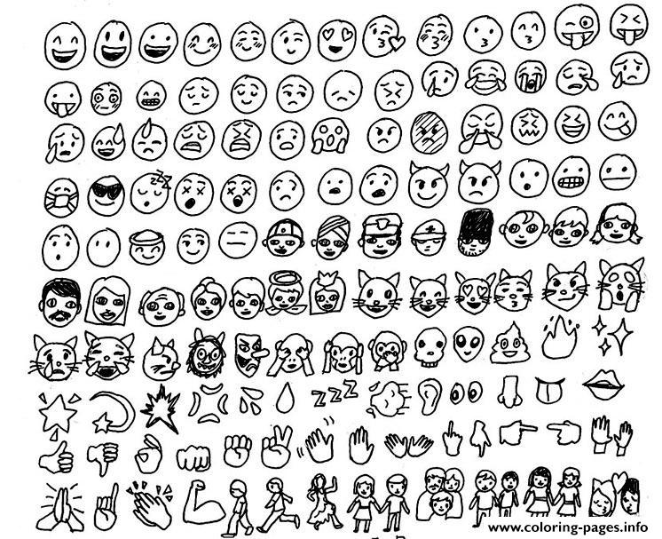 Emoji emoticon list coloring page printable