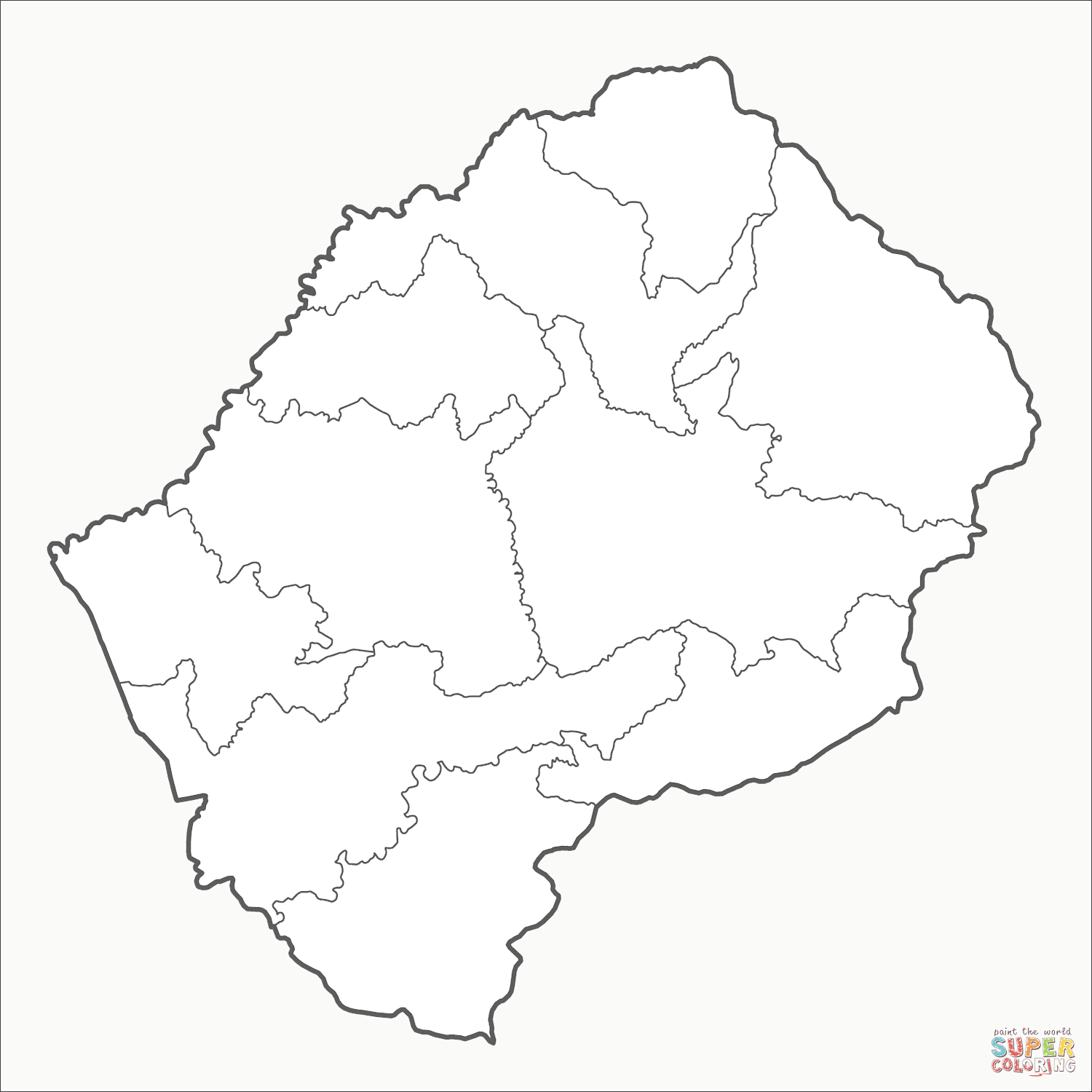 Lesotho map coloring page free printable coloring pages