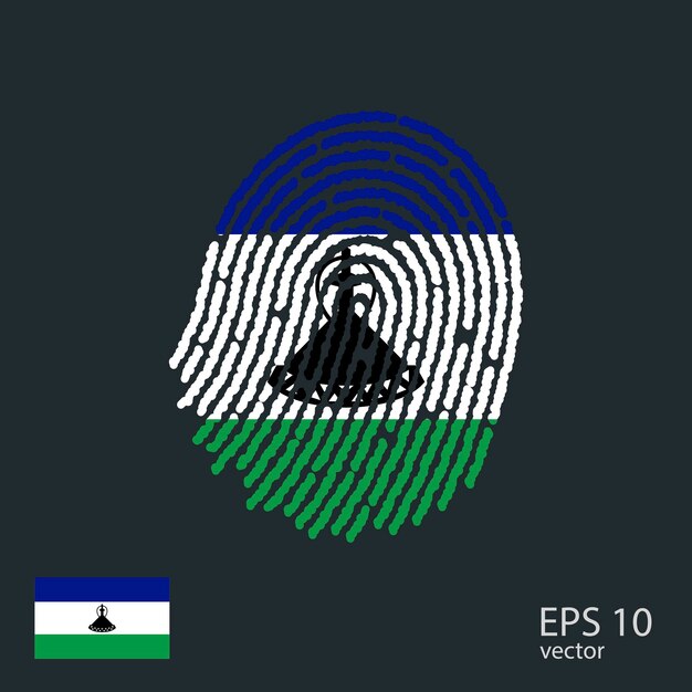 Premium vector fingerprint vector colored with the national flag of lesotho