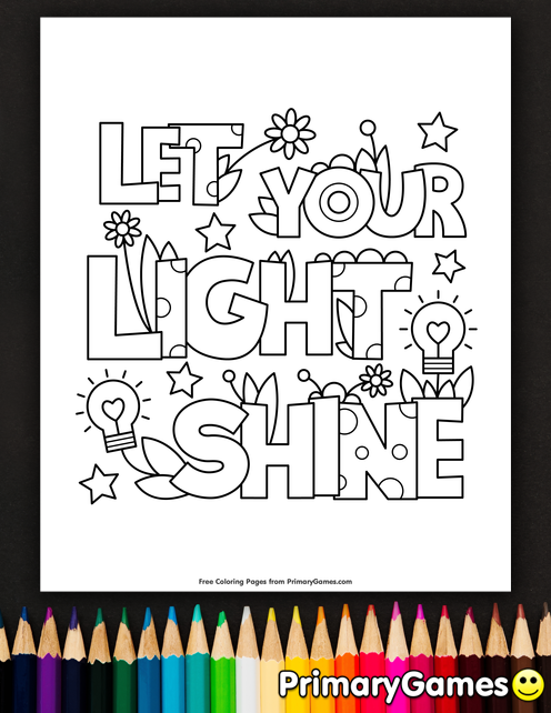 Let your light shine coloring page â free printable ebook sunday school coloring pages free printable coloring pages coloring pages