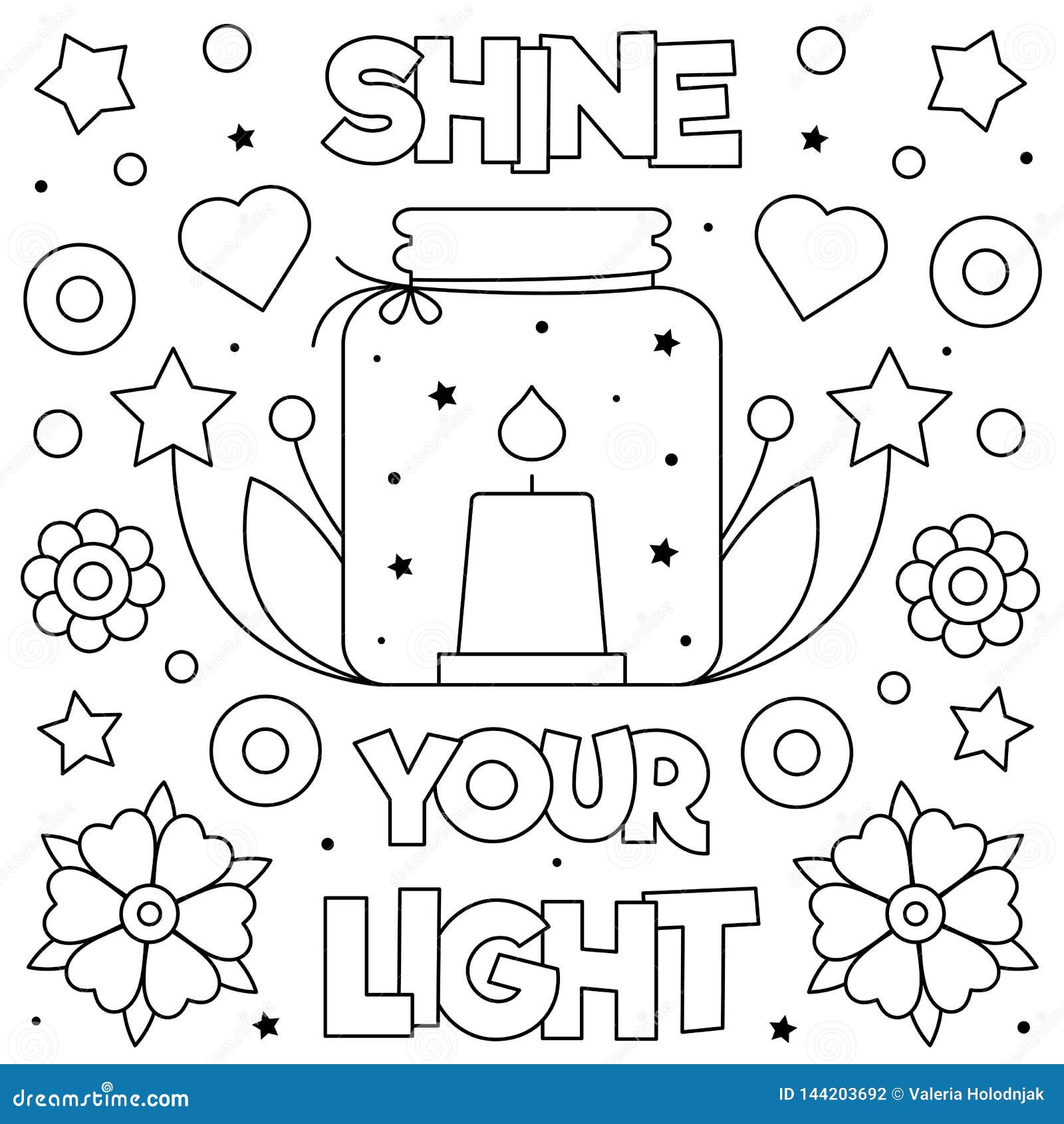 Shine your light coloring page vector illustration candle stock vector