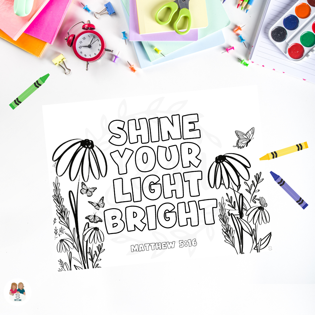 Let your light shine coloring sheet devotional â j m designs llc