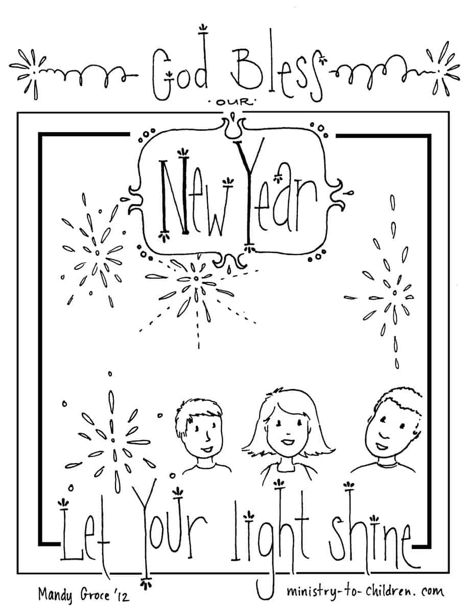 New years coloring page let your light shine free printbale pdf