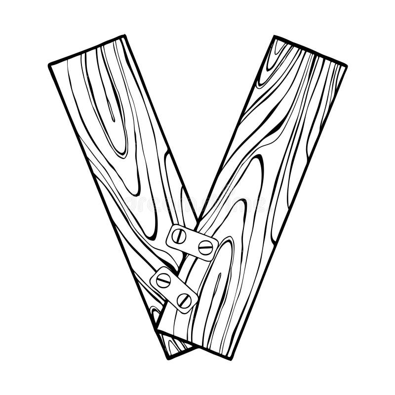 Ejemplo de grabado del vector de la letra v de madera ilustraciãn del vector