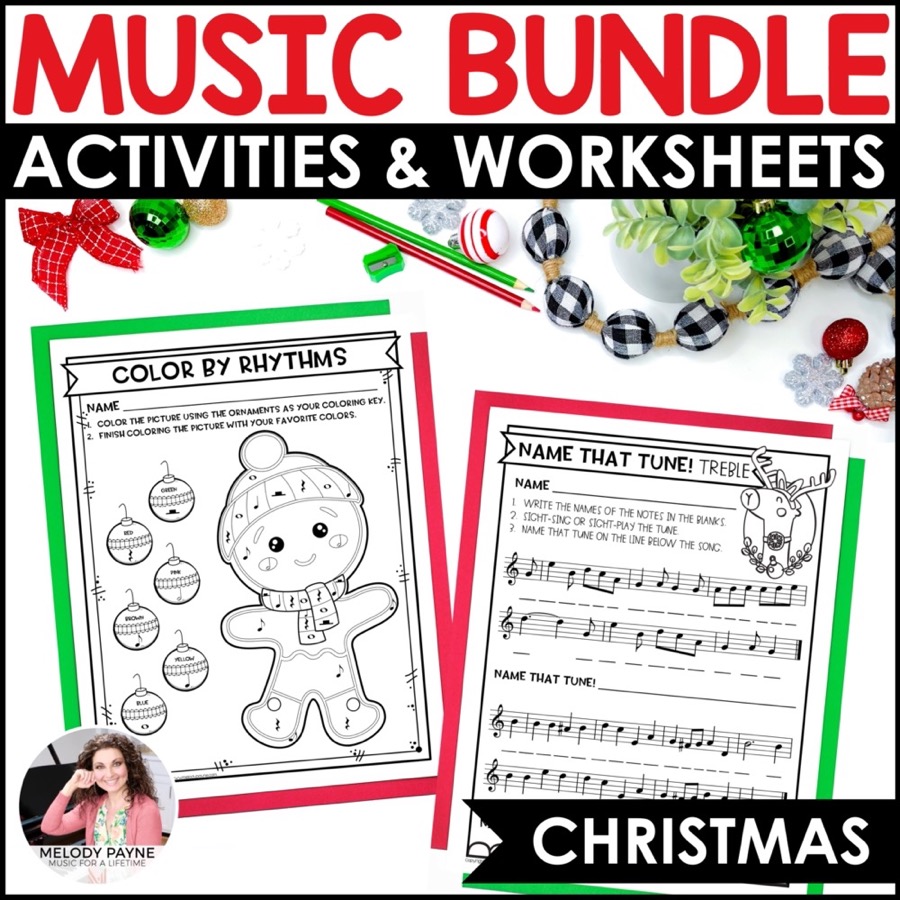 Christmas music worksheets bundle of activities for piano lessons music class