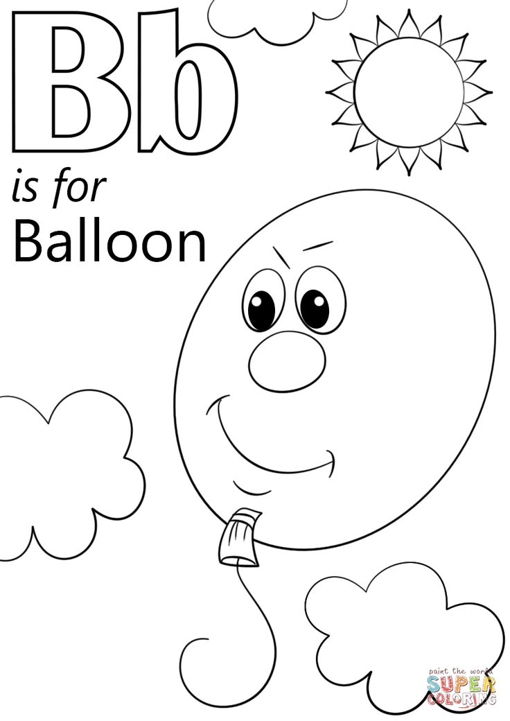 Letter b is for balloon coloring page free printable coloring pages letter b coloring pages abc coloring alphabet coloring pages