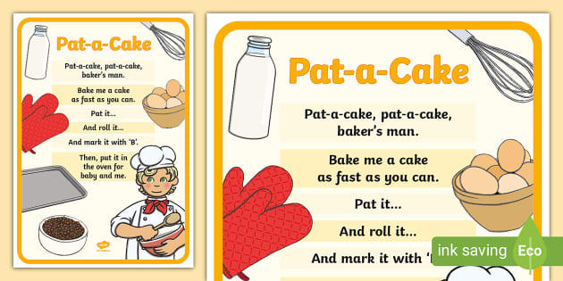 Pat a cake lyrics poster nursery rhymes