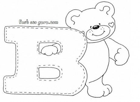 Print out letter b is for bear coloring pages for preschoolers