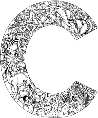 Letter c with animals coloring page free printable coloring pages