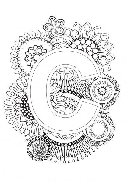 Mandala letra c coloring letters alphabet coloring pages coloring books