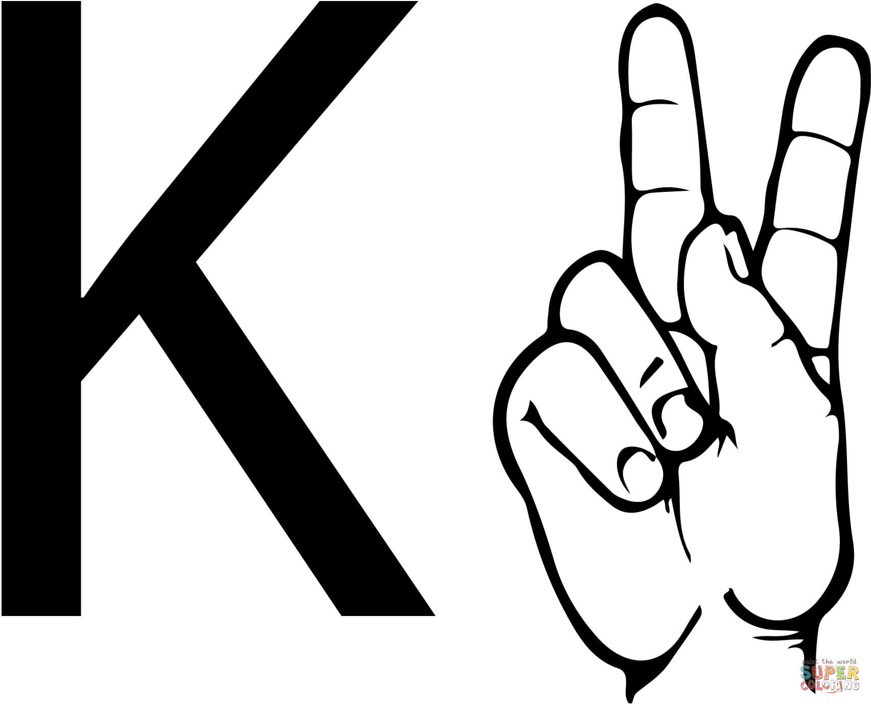 Asl sign language letter k coloring page free printable coloring pages