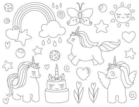 Unicorn cake coloring images â browse photos vectors and video