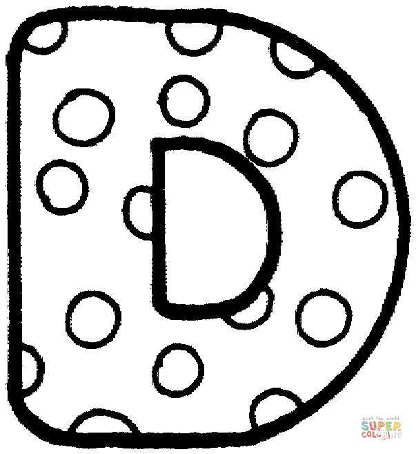 Letter d with polka dot coloring page free printable coloring pages