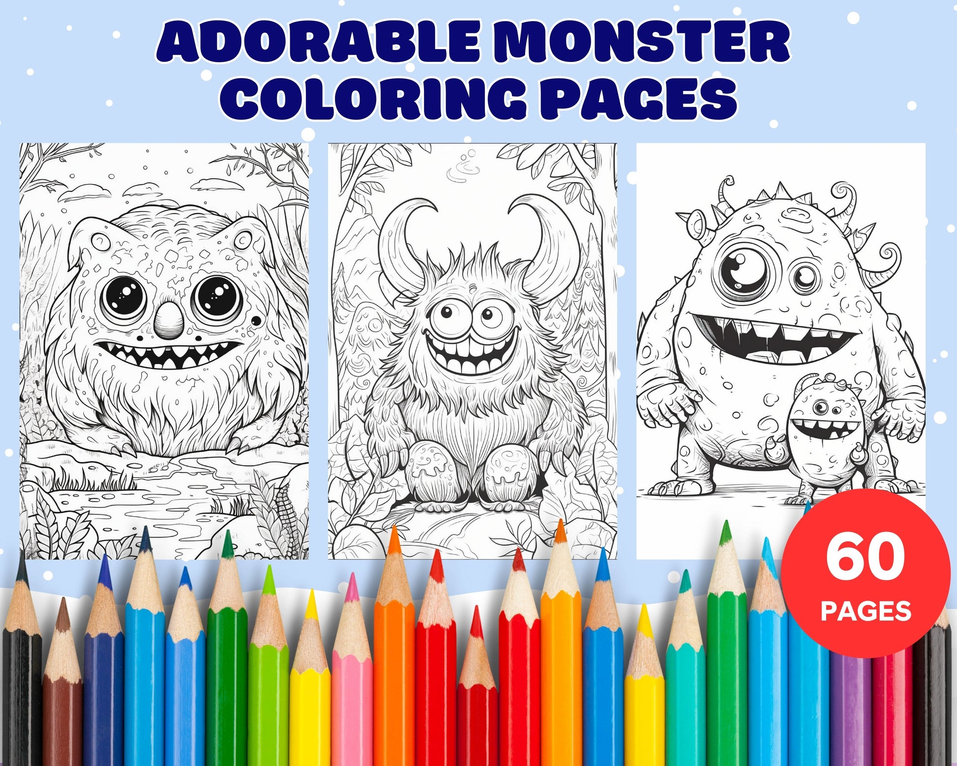 Adorables monstruos para imprimir pãginas para colorear para niãos â coloring