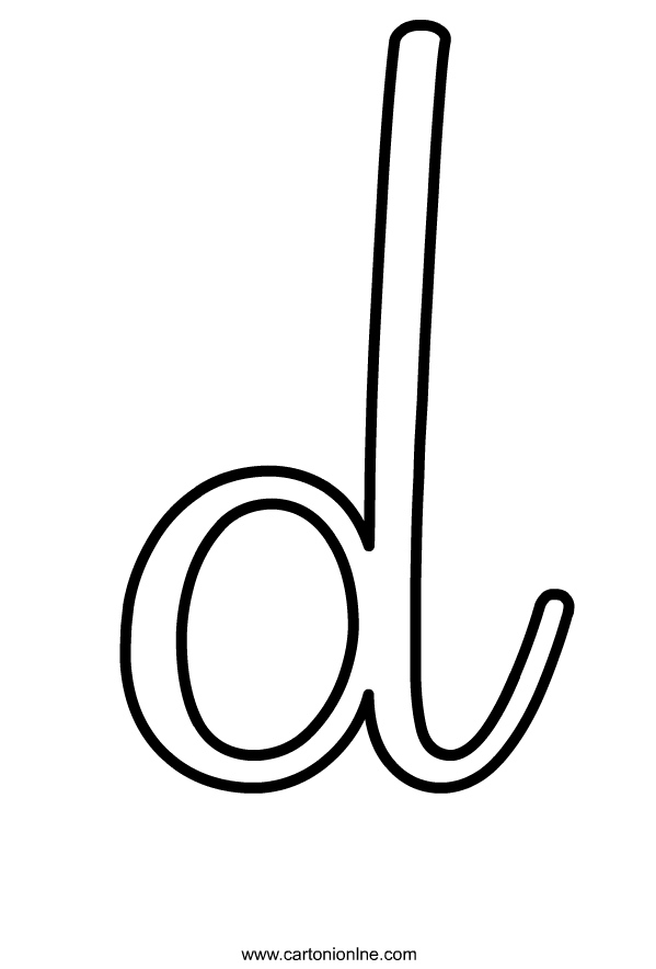 Lowercase italic letter d of the alphabet coloring page