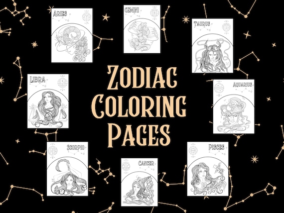 Pãginas para colorear de signos del zodãaco pãginas para colorear imprimibles de astrologãa libro para colorear pdf pãginas para colorear procreadas hoja para colorear para adultos estãtica