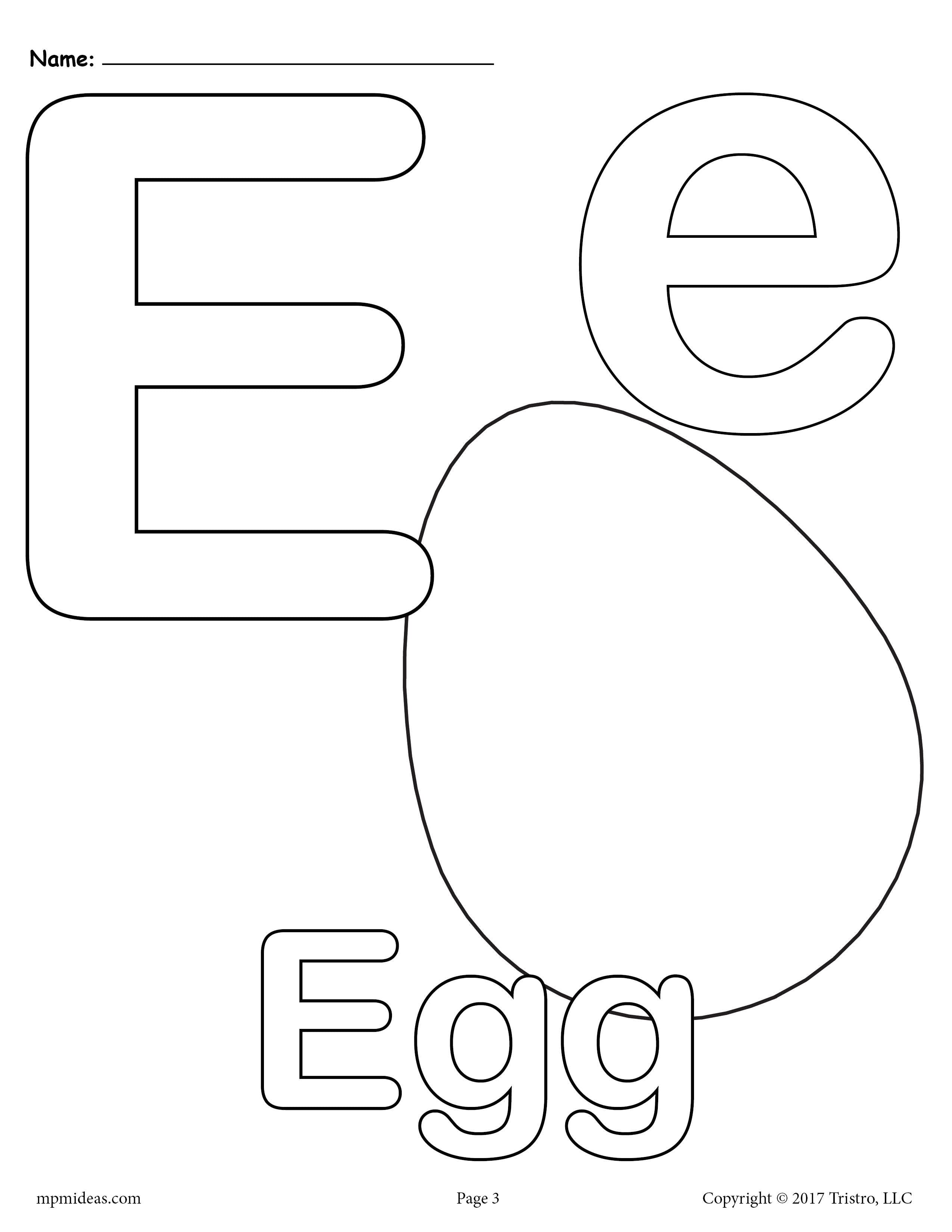 Letter e alphabet coloring pages