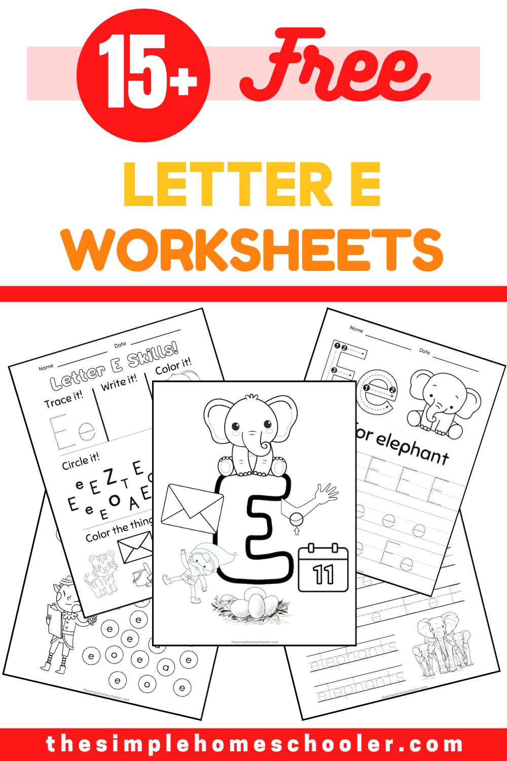 Letter e worksheets free easy print