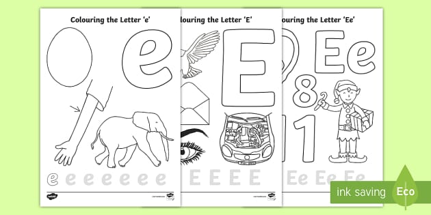 Letter e coloring pages teacher