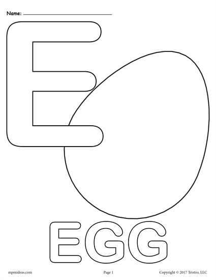 Letter e alphabet coloring pages