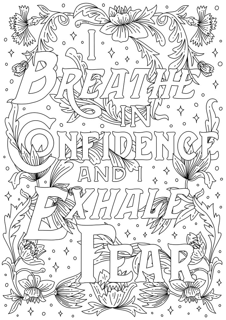 Hand lettering coloring book page