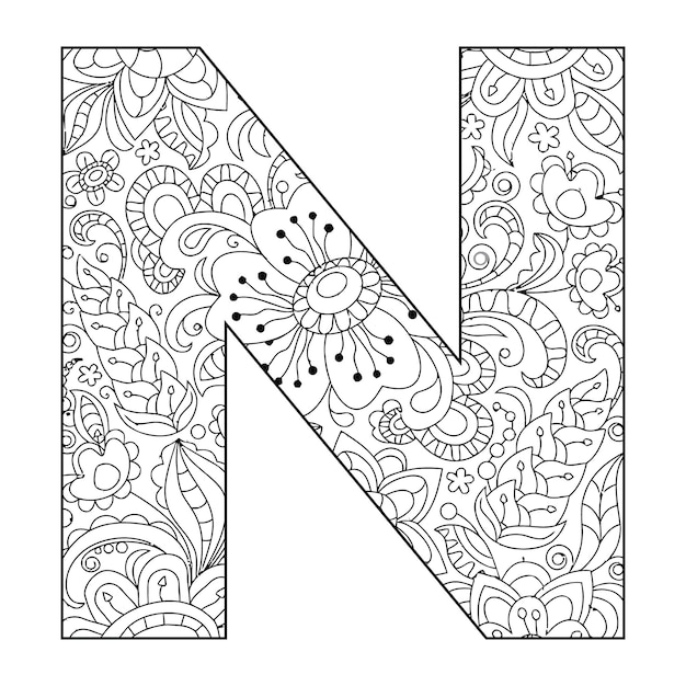 Premium vector mandala alphabet coloring page for kids