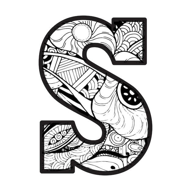 Premium vector decorative s letter coloring page kid