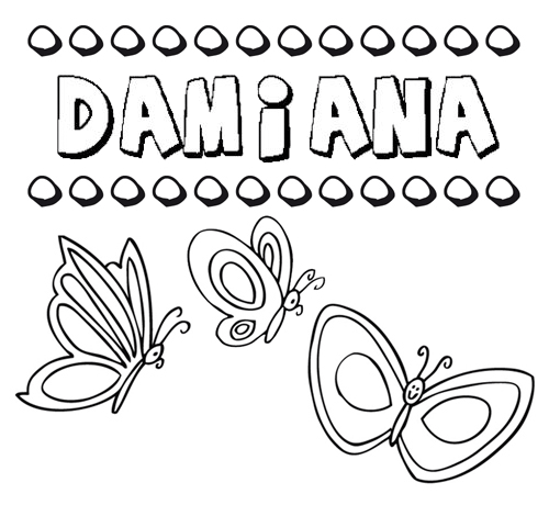 Desenho do nome damiana para imprimir e pintar imagens de nomes