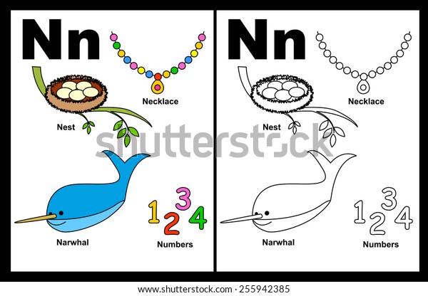 Kids alphabet coloring book page outlined stock vector royalty free