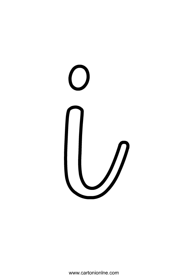 Lowercase italic letter i of the alphabet coloring page