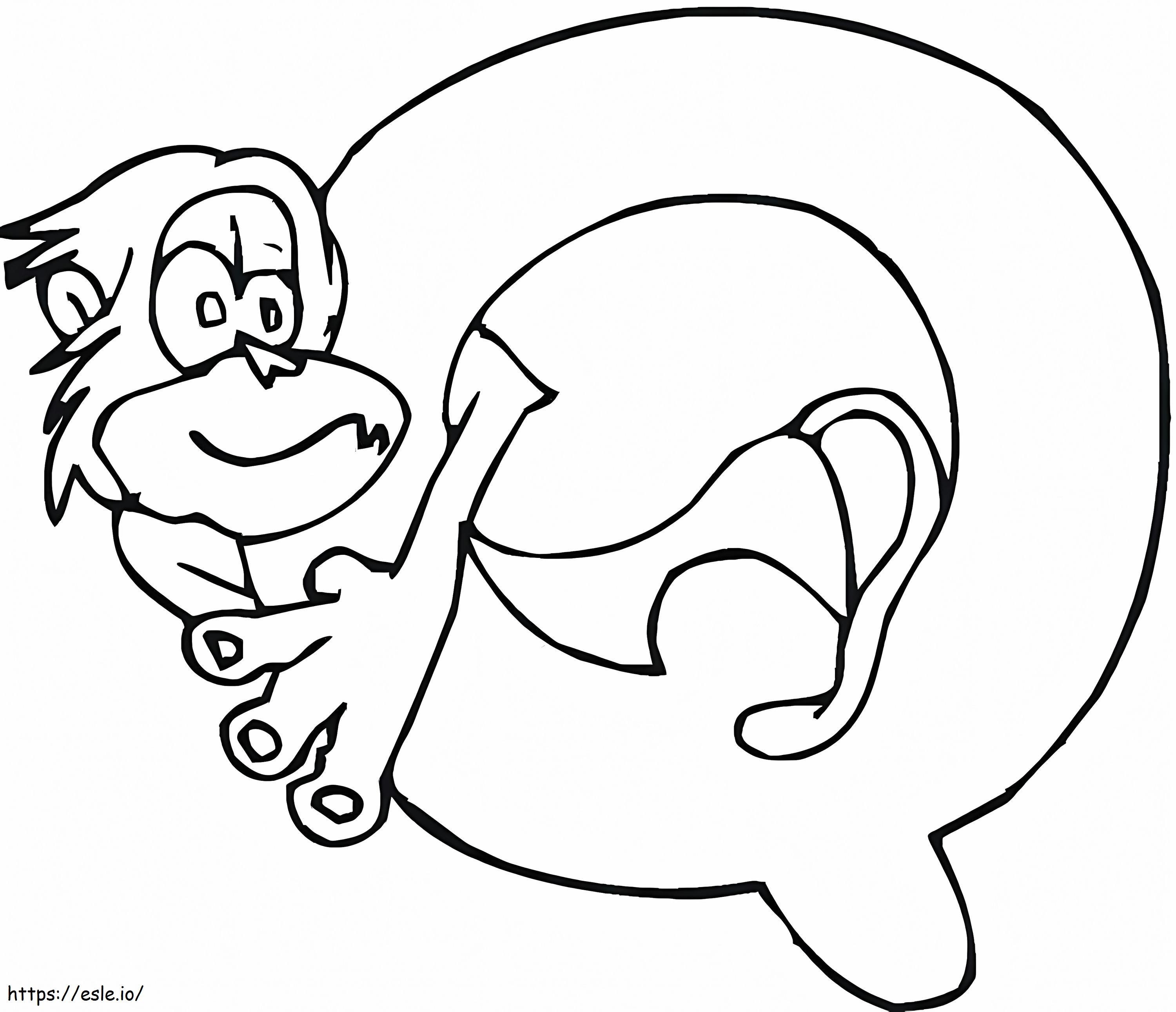 Letter q monkey coloring page