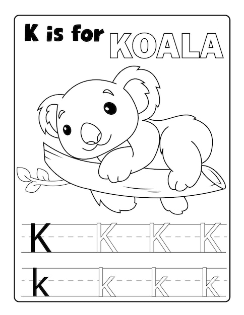 Premium vector alphabetical animal coloring and letter tracing coloring pages print ready vector