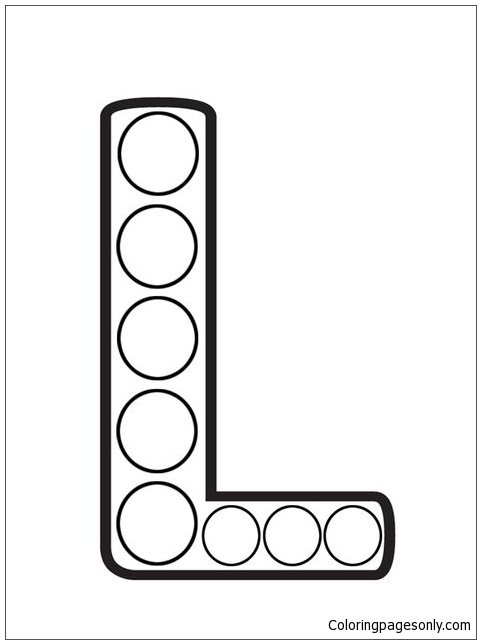 Pãgina para colorir pintura de ponto letra l