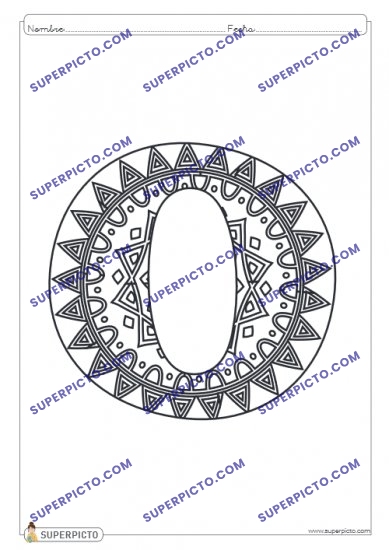 Ficha de mandala para colorear letra o lista para imprimir