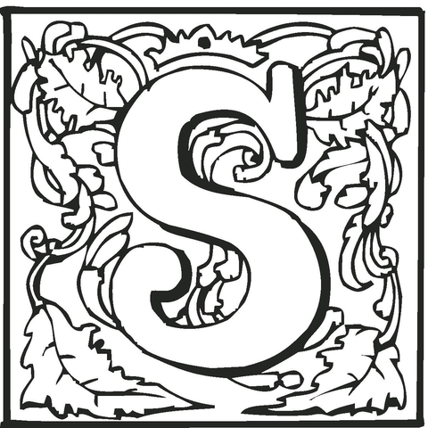 Letter s with ornament coloring page free printable coloring pages