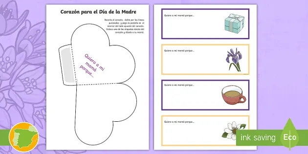 Manualidad tarjeta de razãn para el dãa de la madre