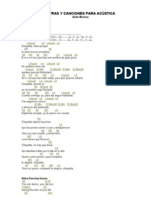 Cancion y letras para acãºstica pdf entretenimiento general ocio