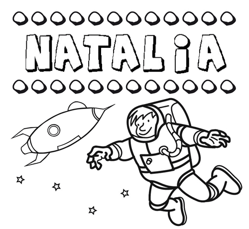 Dibujo con el nombre natalia para colorear pintar e imprimir