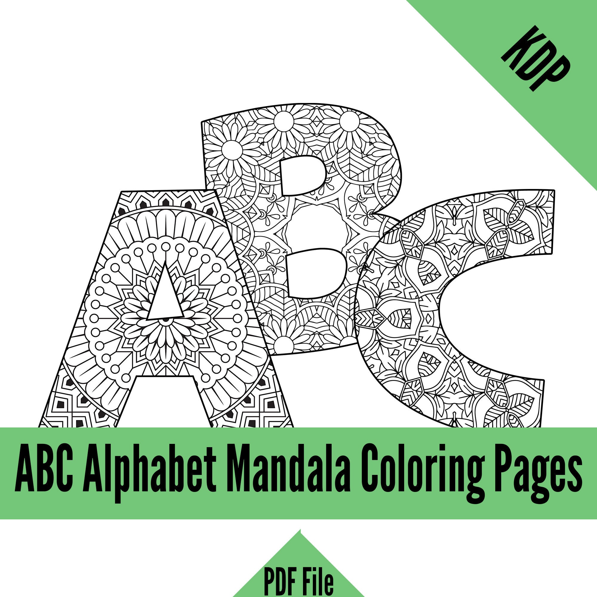 Kdp alphabet mandalas coloring pages sheets pdf abc letters colouring pages for creating a to z coloring books