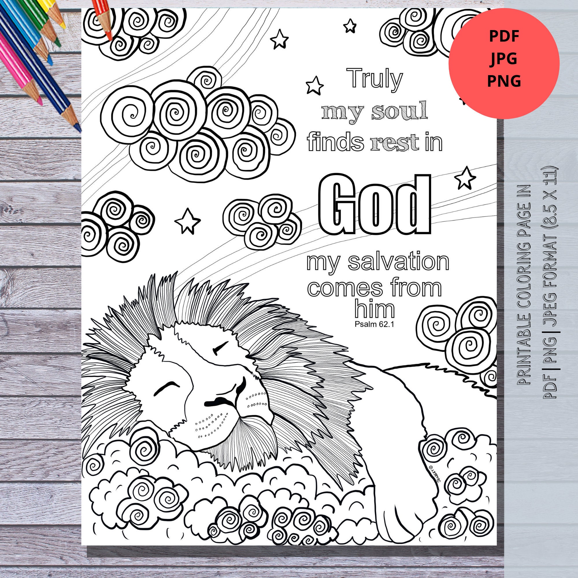 Psalm bible verse printable coloring page hand drawn instant download print and color at home perfect diy gift download now