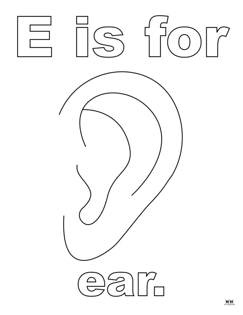 Letter e coloring pages