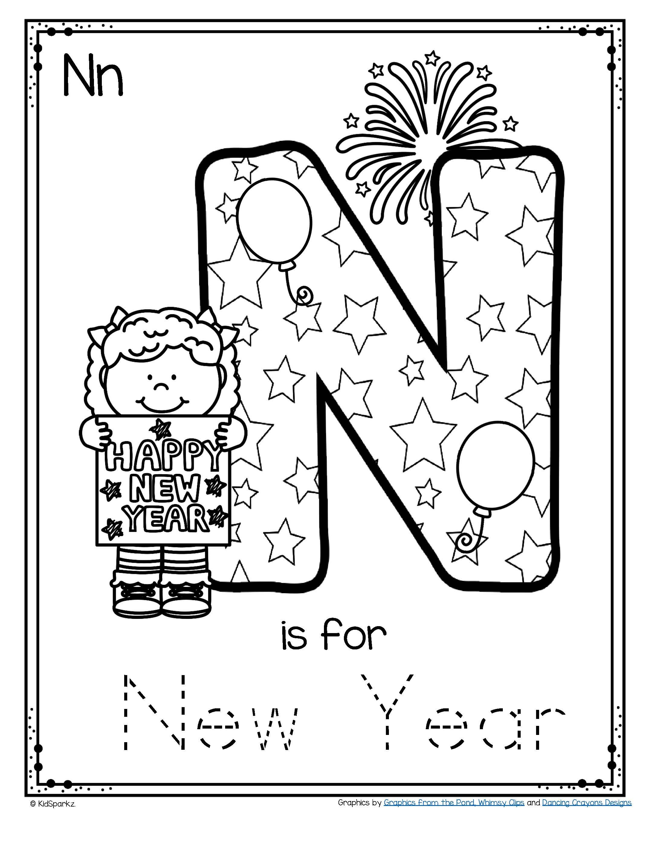 Letter n is for new year trace and color printable free letter n crafts letter a crafts alphabet preschool