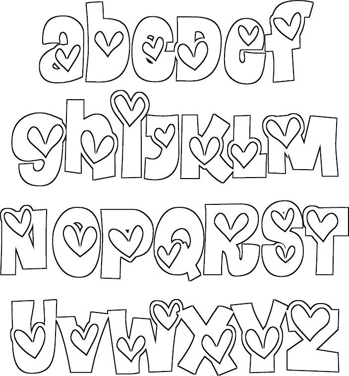 Alphabet coloring pages inscriãão letras rabiscadas letras para cartazes