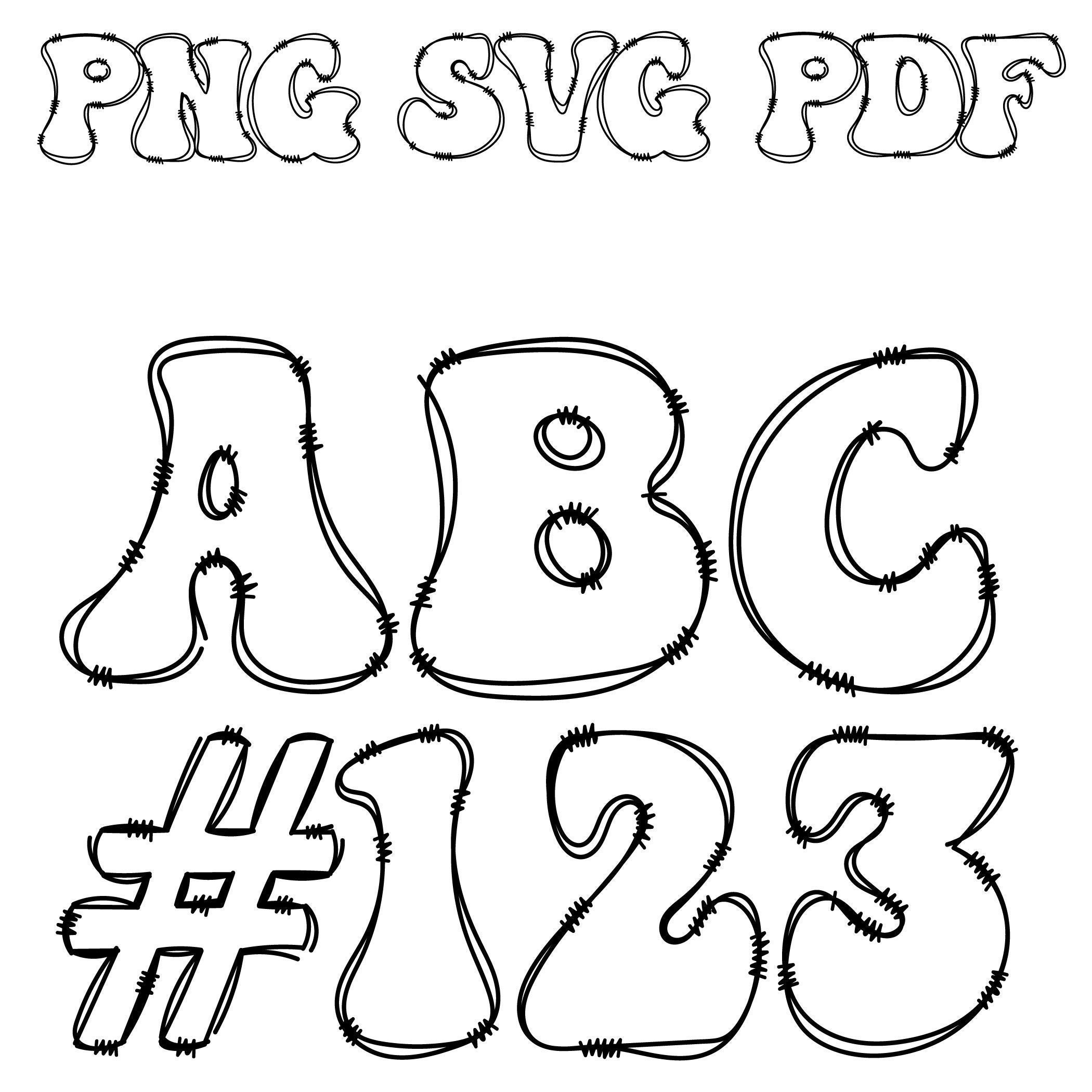 Digital doodle retro groovy doodle ag letters with transparent inside png svg pdf files hand drawn alphabet clipart bundle no