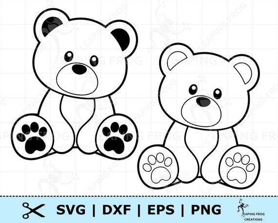 Teddy bear svg png dxf pdf cricut cut files silhouette cute bear coloring page svg bear outline svg teddybear svg bear clipart